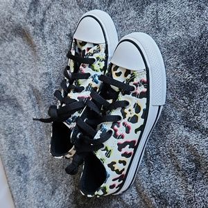 NWOT Multi-colored Leopard Print Kid's  Converse Shoes